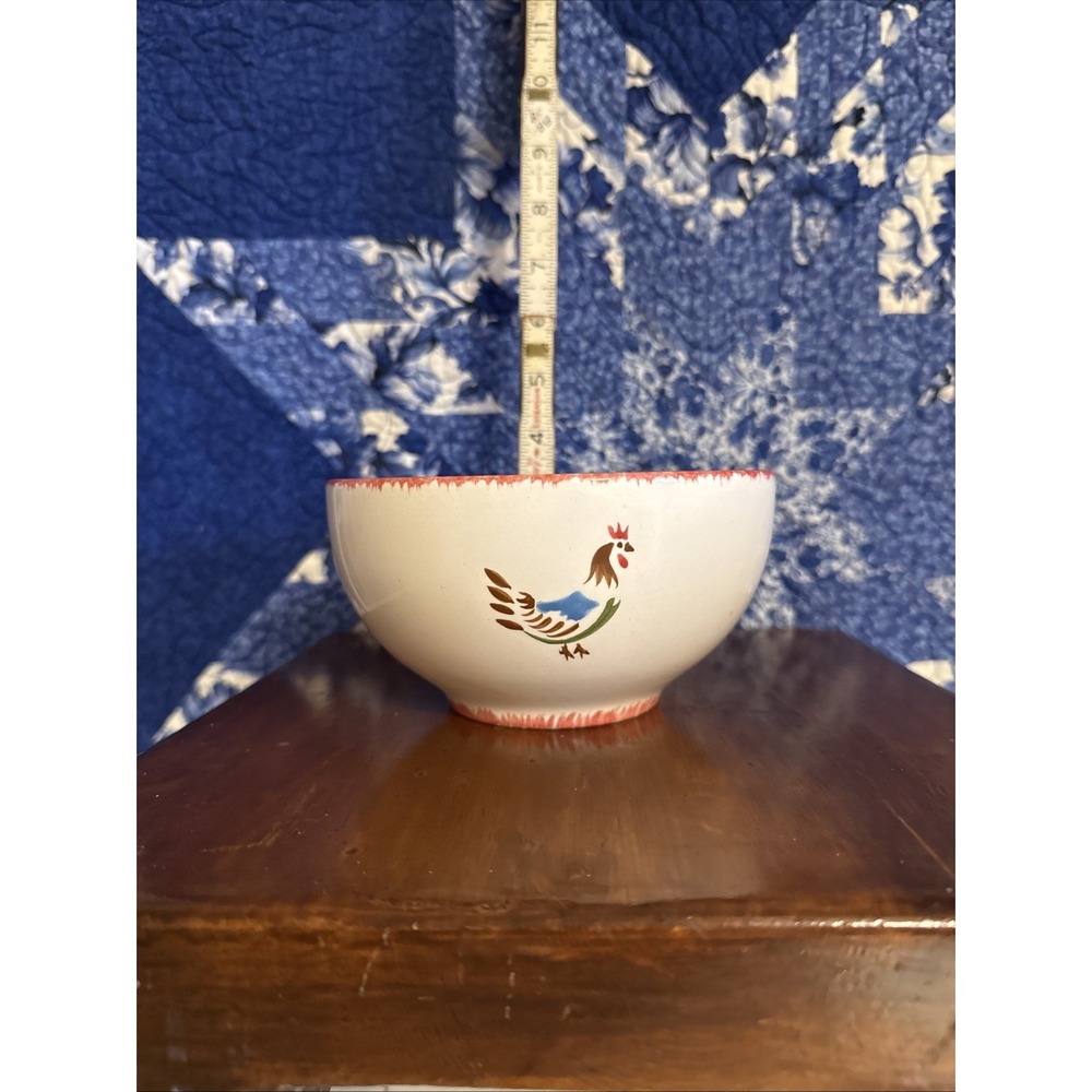 Johnson Brothers Farmhouse Chic Rooster 6" Soup Cereal Bowl Green Lining Vintage